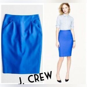 J. Crew Vibrant Blue Pencil Skirt Size 0